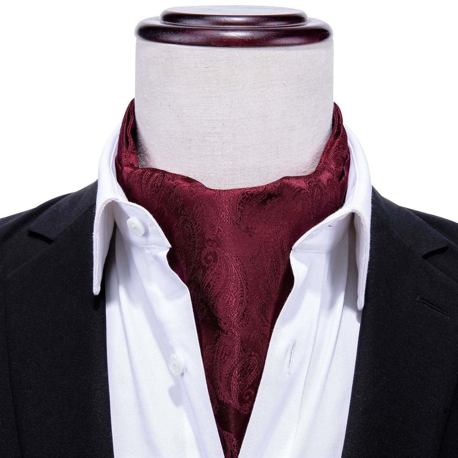 Mens Silk Ascot Cravat Tie Suit Purple Paisley Hanky Cufflinks