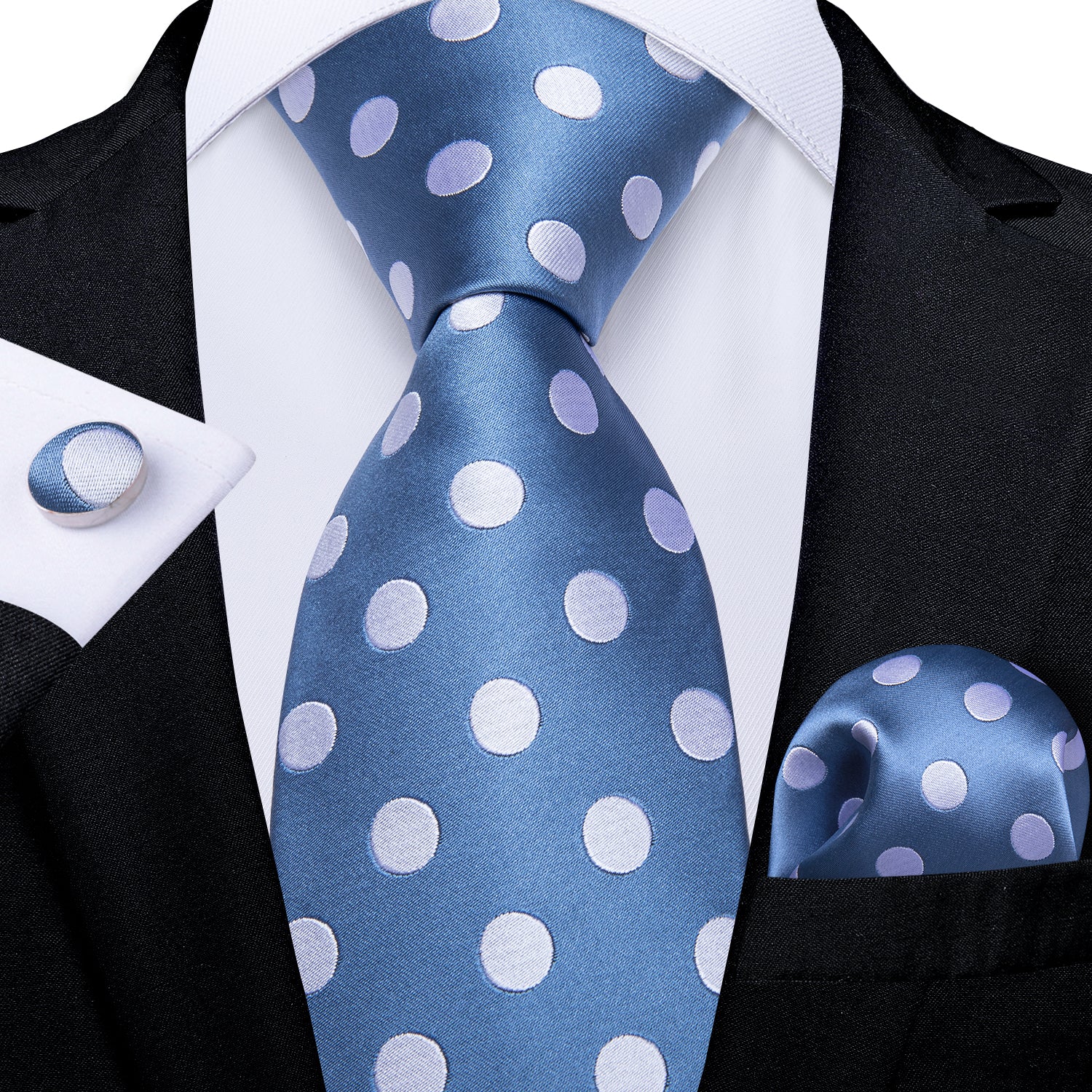 Polka Dots Tie Navy Blue Silk