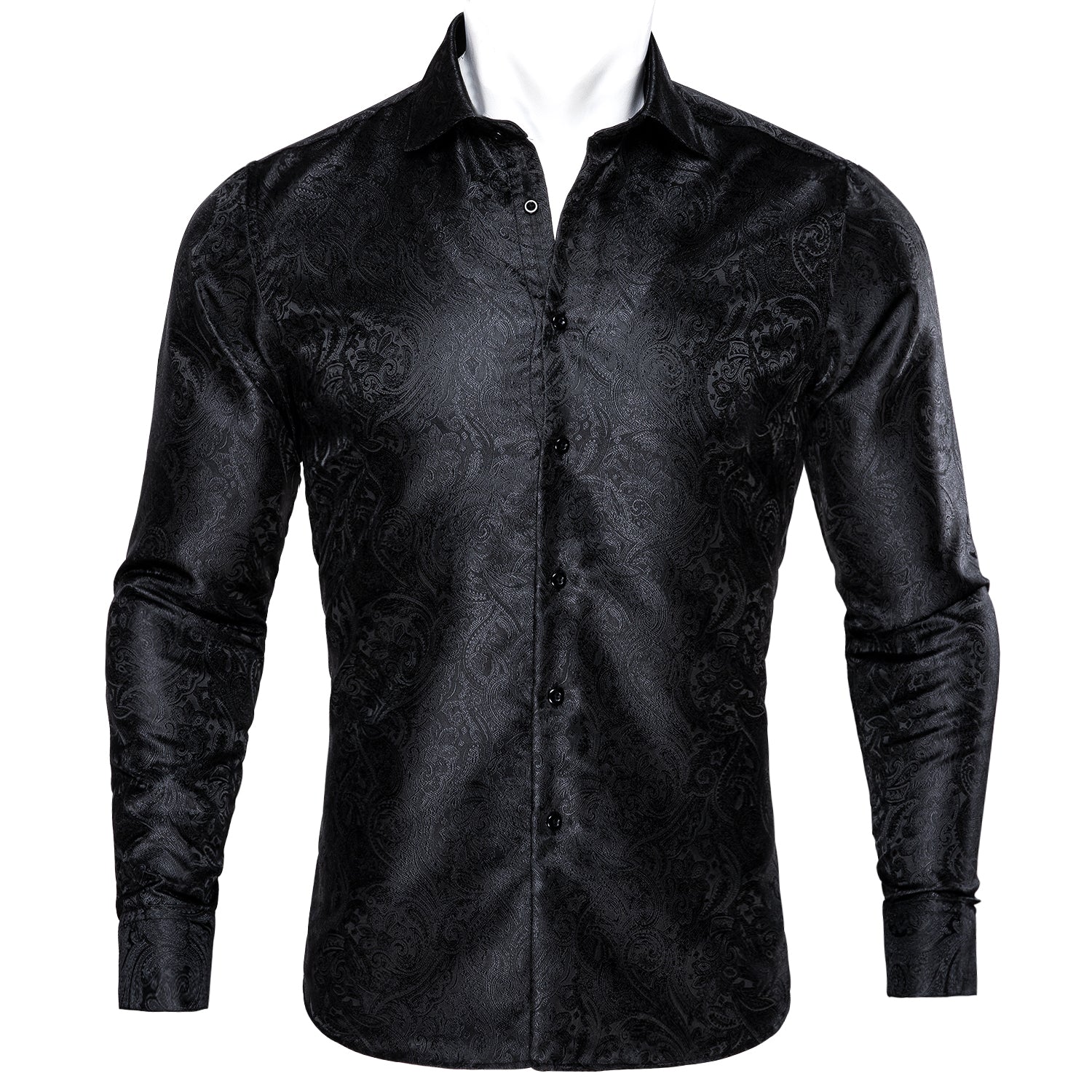 Black Paisley Silk Men's Long Sleeve Shirt – ties2you