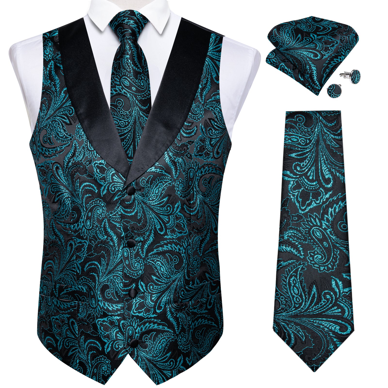 Teal shirt 2024 black vest