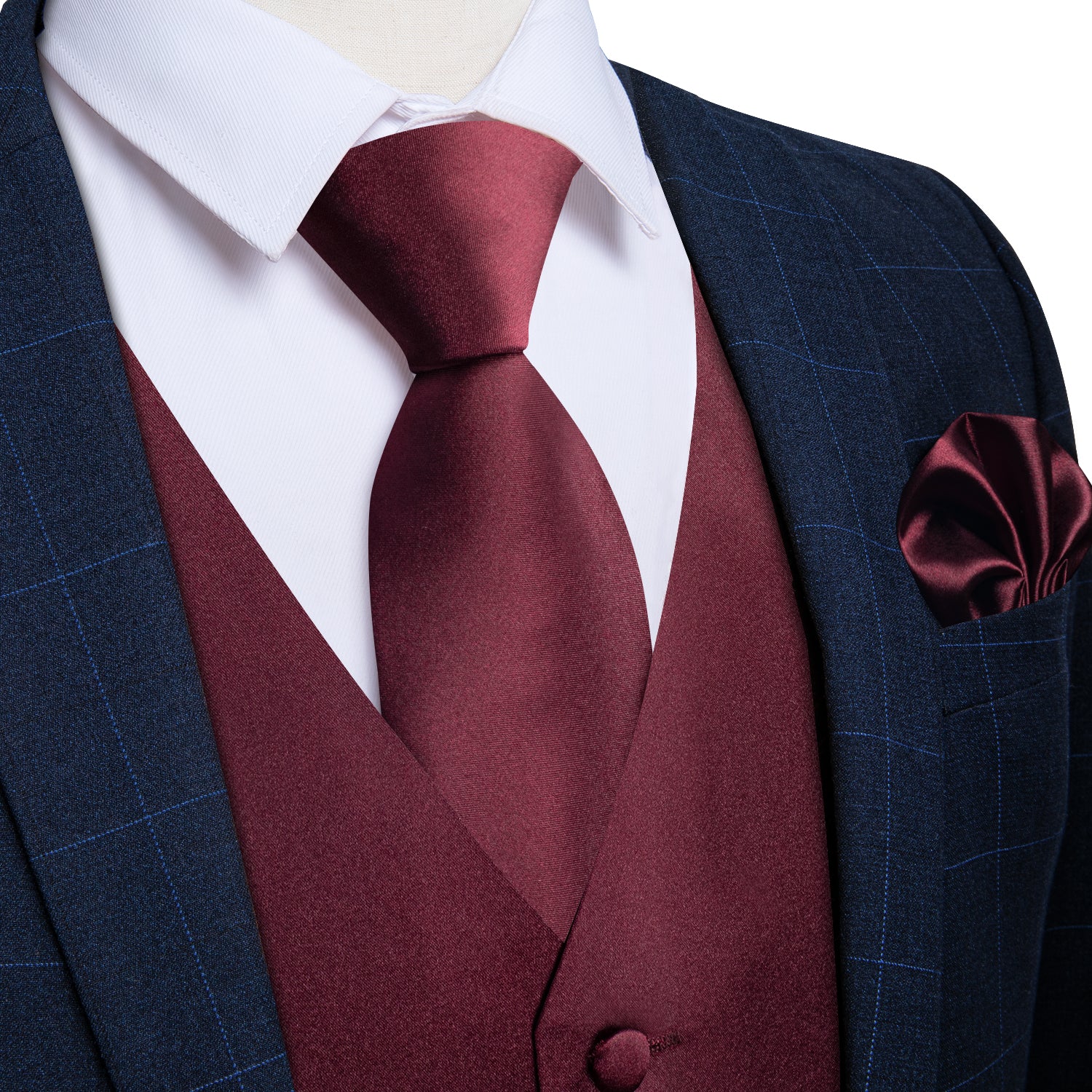 Ties2you Wedding Vest Burgundy Red Solid Silk Mens Suit Vest Tie Set 