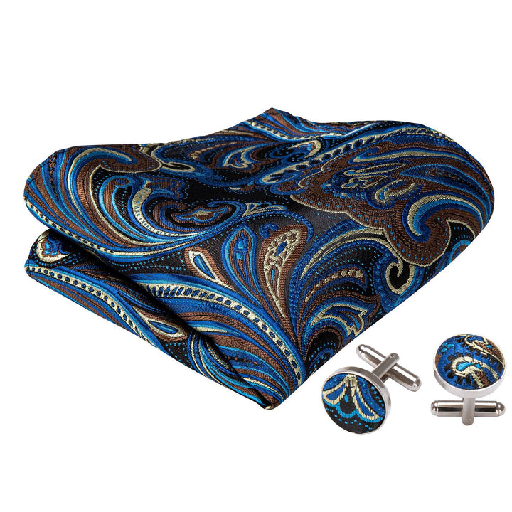 blue brown floral pocket square