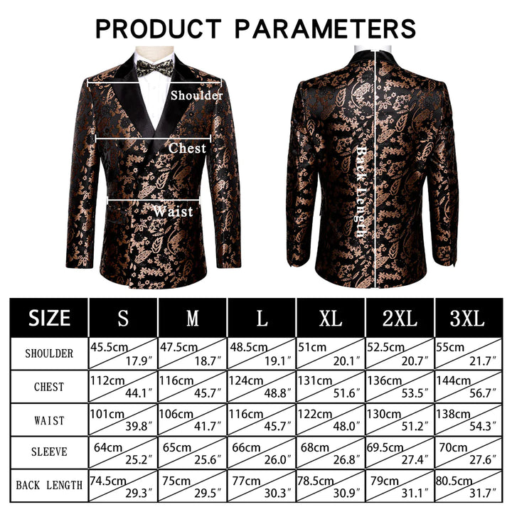 mens red and black suit size chart