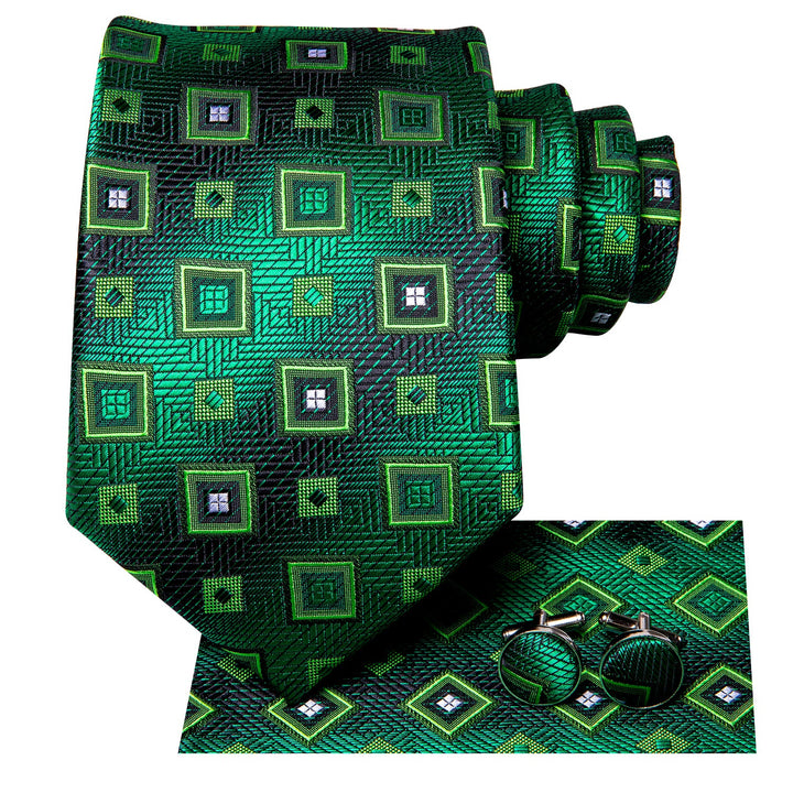 Green Plaid mens silk tie