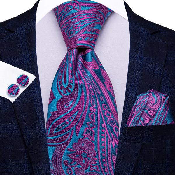 Ties2you Extra Long Tie Blue Purple Floral Silk 70 Inches Men's Tie Pocket Square Cufflinks Set