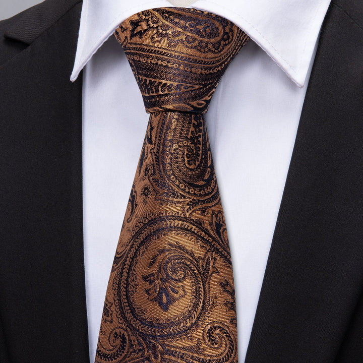 brown black Paialey silk mens suit tie