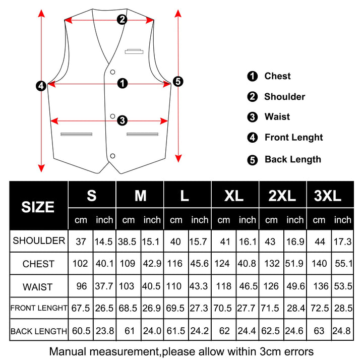 mens vest wedding suits vest size chart