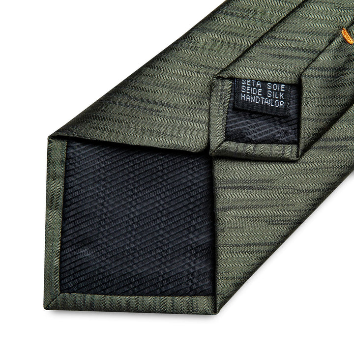 mens silk deep green striped tie handkerchief cufflinks set with tie ring