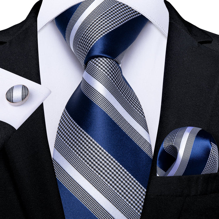 classic business striped blue and white tie