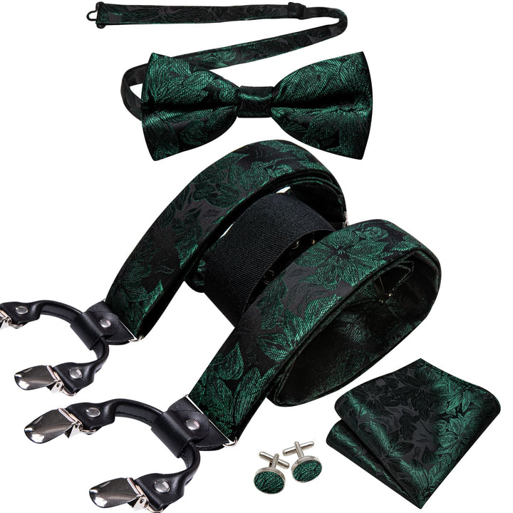 black green floral silk mens suspenders for mens suit wear