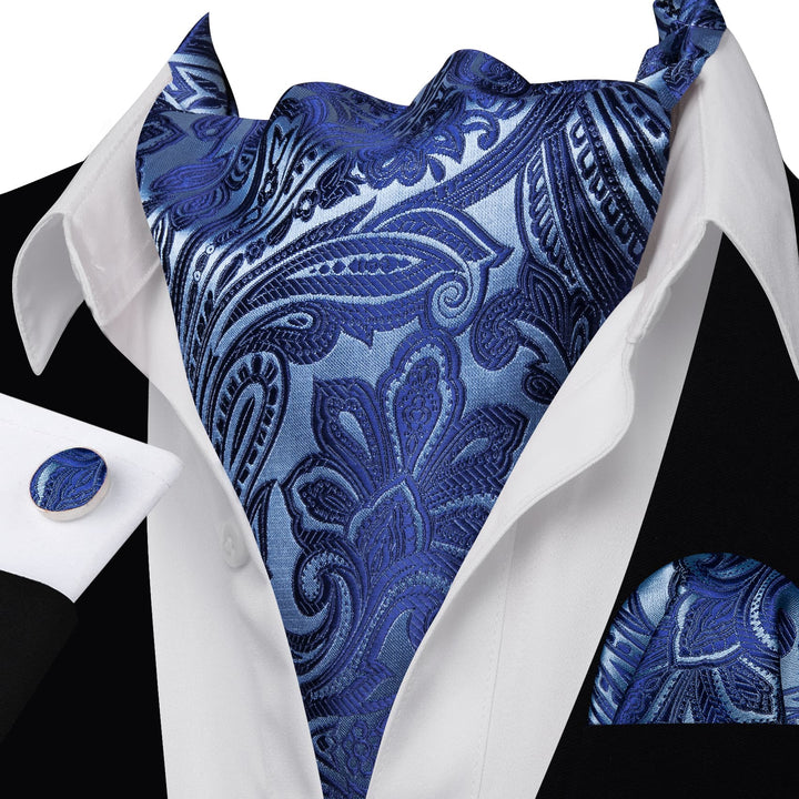 blue floral ascot tie