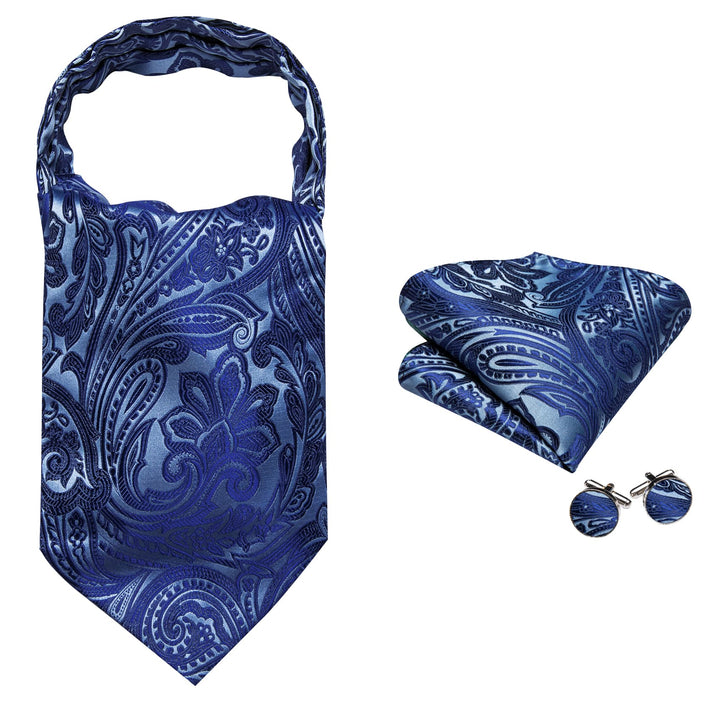 blue mens floral ascot tie