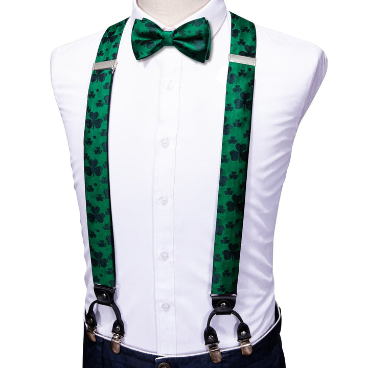 green mens suepender bow tie 