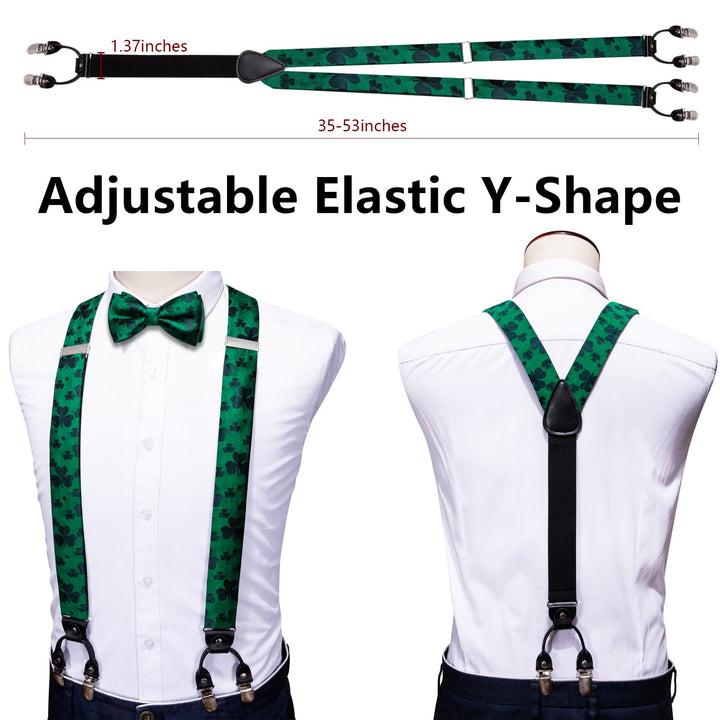 mens green bow tie and suspender