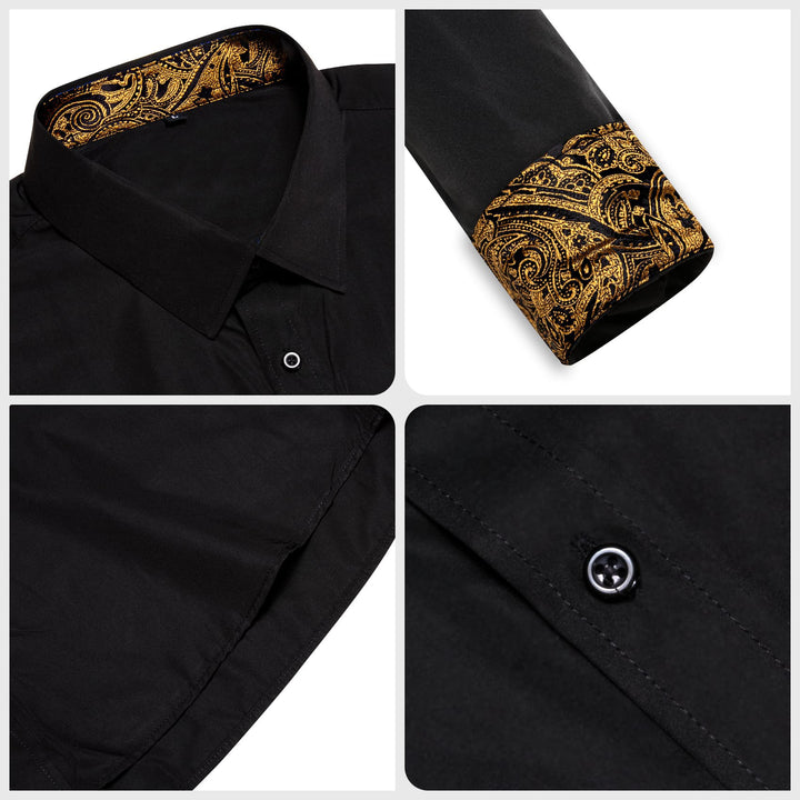 business mems silk long sleeve black button down shirt