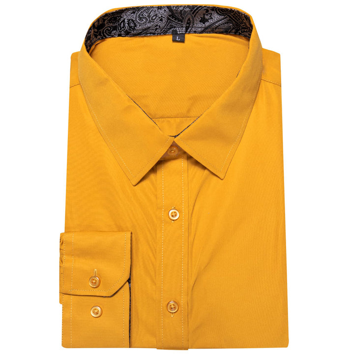 men's yellow button up shirt