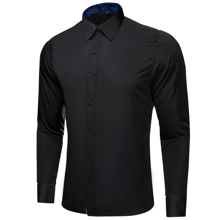 black dress shirt mens Button Down Long Sleeve Shirt