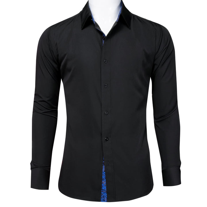 black dress shirt mens Button Down Long Sleeve Shirt