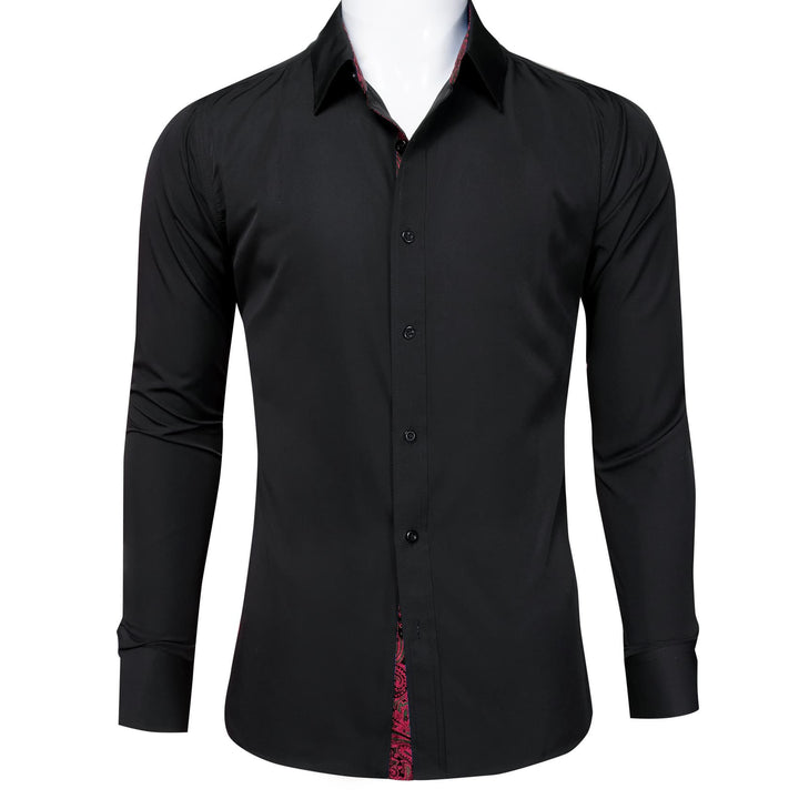 mens black essentials shirt splicing Button Down Shirts