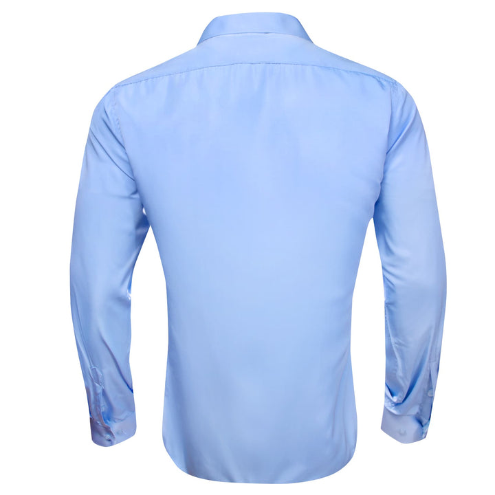 sky blue splicing button up long sleeve polo shirt for men