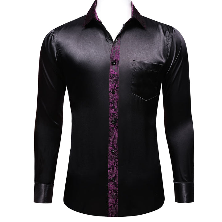 hot selling splicing purple men black shirt