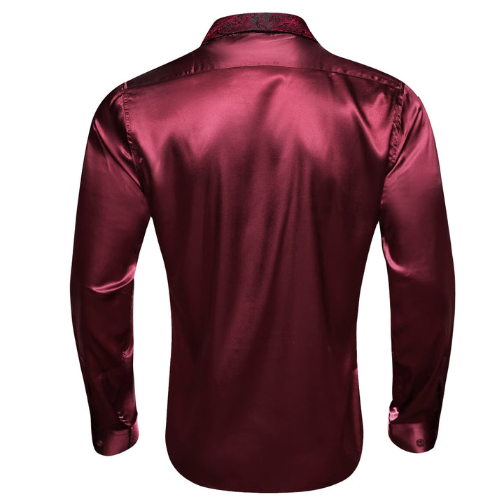 fashion splicing dress shirt red burgundy shirts for men