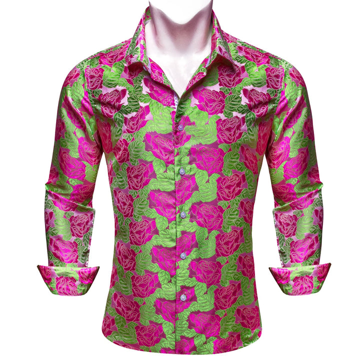 green pink floral shirt mens