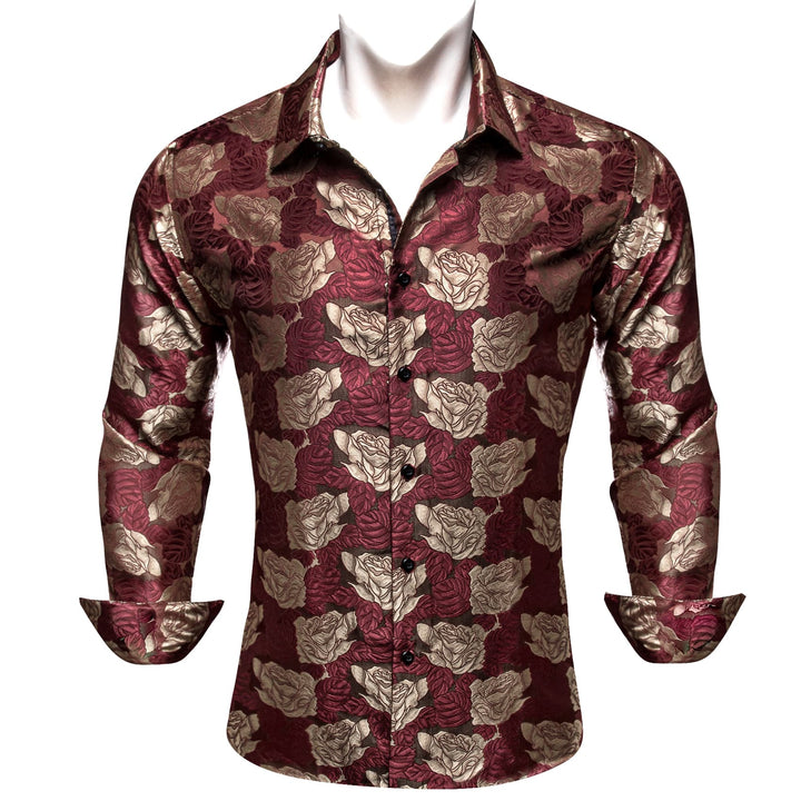 dark red floral shirt mens