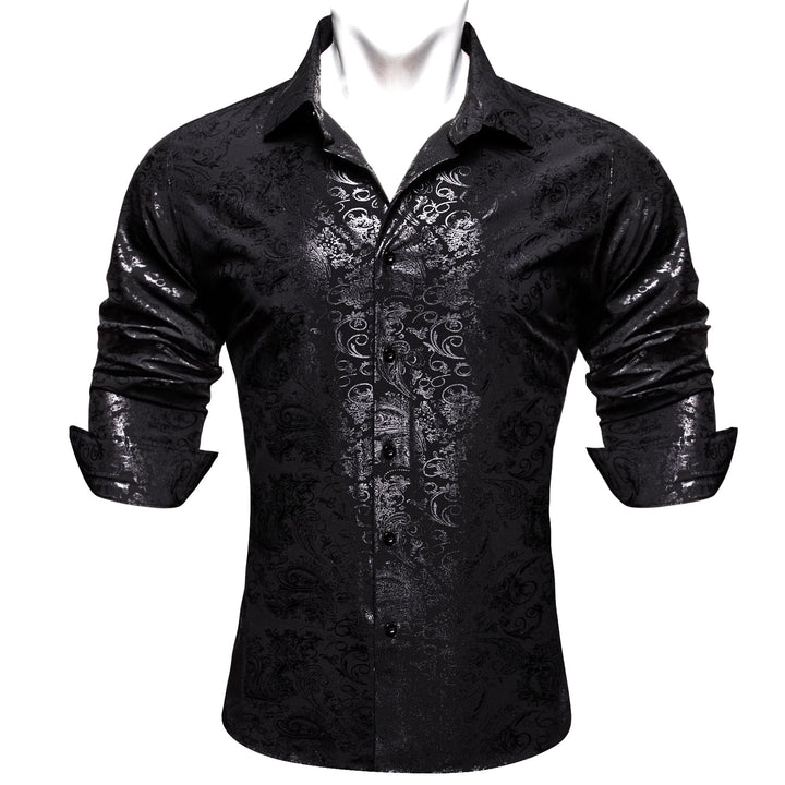 boys black button up shirt