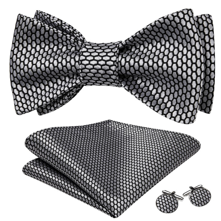 silver grey bow ties tied self business meeting