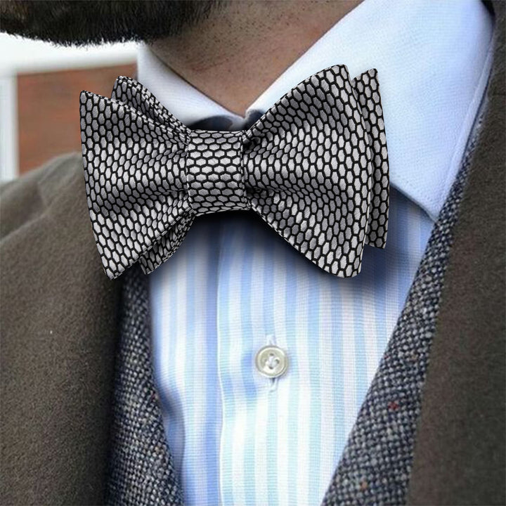 silver grey bow ties tied self business meeting