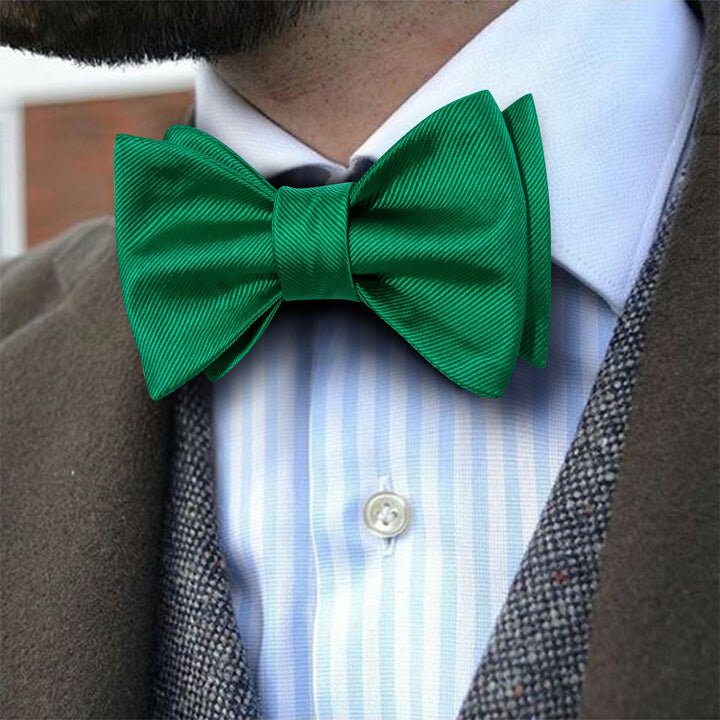 fashion business formal striped silk mens dark green bow tie handkerchief cufflinks set