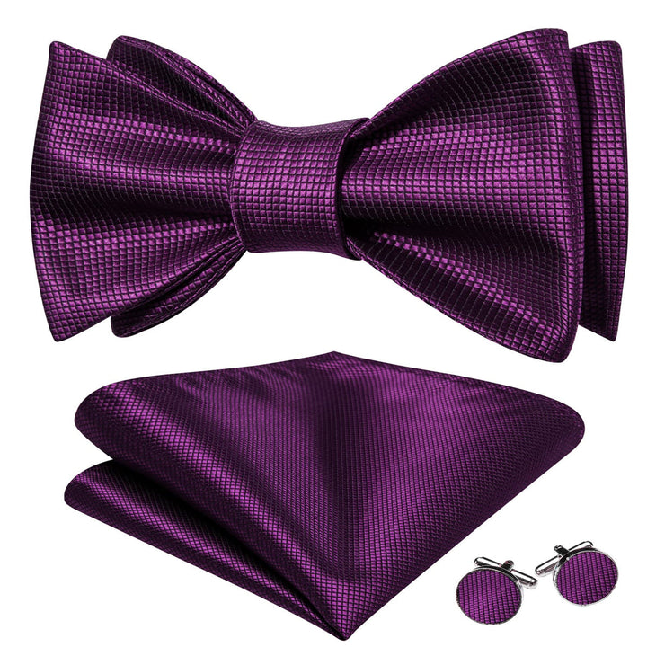 wedding tie design deep purple plaid silk men's bow tie