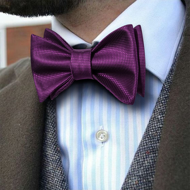 wedding tie design deep purple plaid silk men's bow tie