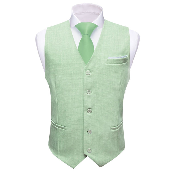 classic business solid silk mens suit green vest jacket