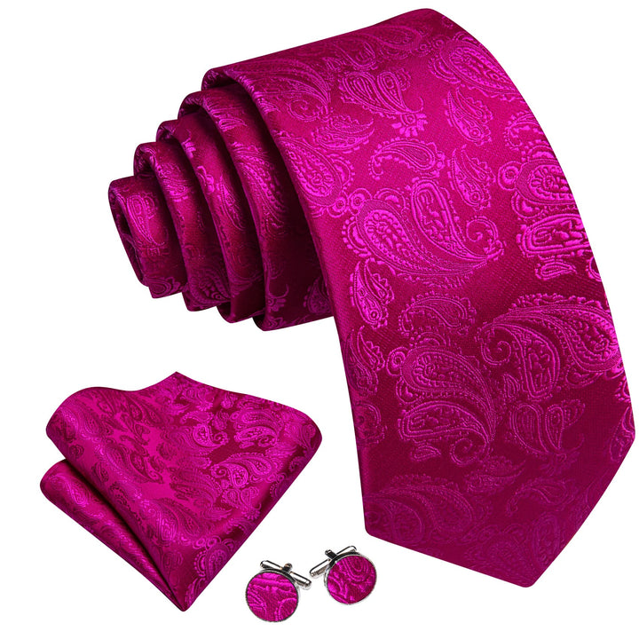 fashion wedding bridegroom¡®s necktie deep pink paisley tie set for men