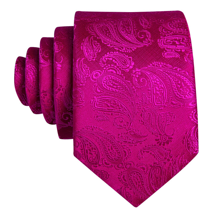 fashion wedding bridegroom¡®s necktie deep pink paisley tie set for men