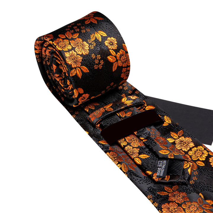 brown floral tie