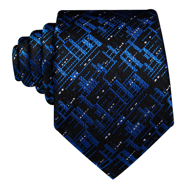 high quality silk novelty mens black royal blue tie handkerchief cufflinks set