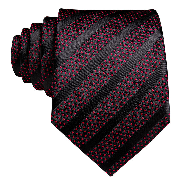 fashion striped silk black and red suit jacket tie handkerchief cufflinks set