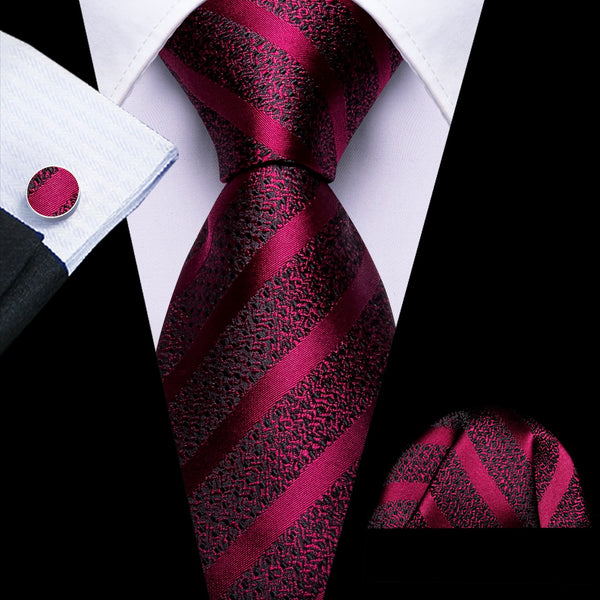 wedding ties design deep red striped tie pocket square cufflinks set