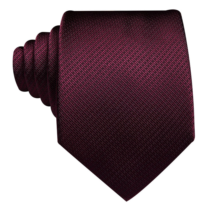 fashion wedding solid silk mens red maroon ties handkerchief cufflinks set for summer