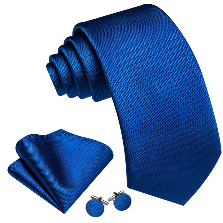 fashion business solid mens cobalt blue necktie pocket square cufflinks set