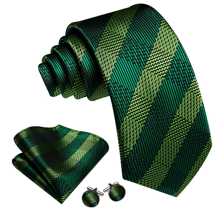 fashion formal work silk mens forest green tie pocket square cufflinks set