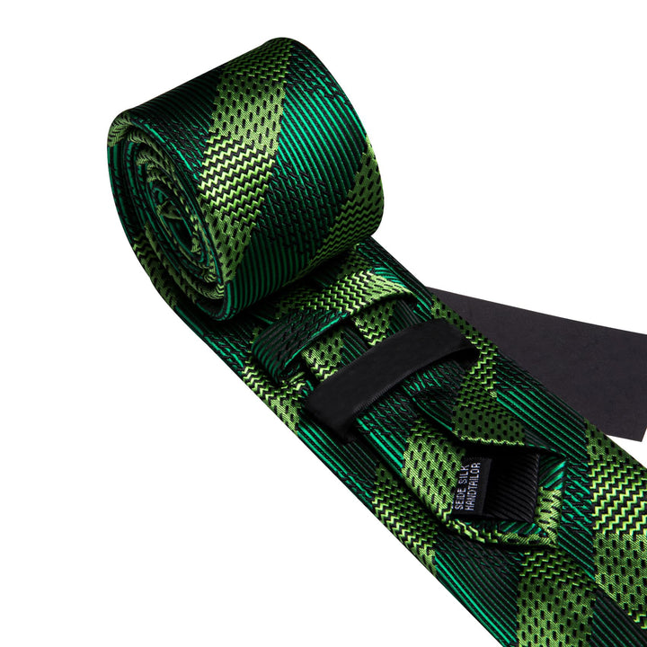 fashion formal work silk mens forest green tie pocket square cufflinks set