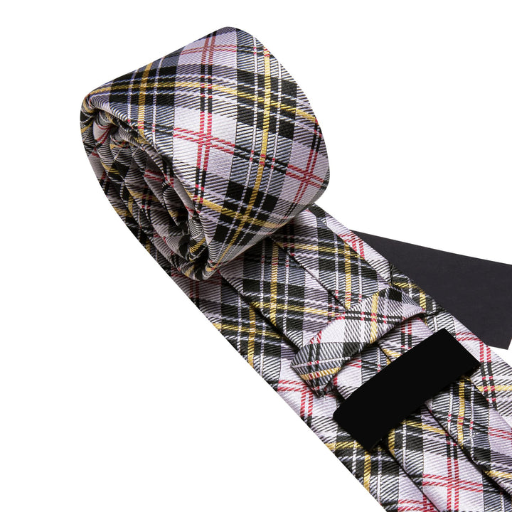 fashion black grey yellow red striped silk mens business work dresses tie and pocket square combo