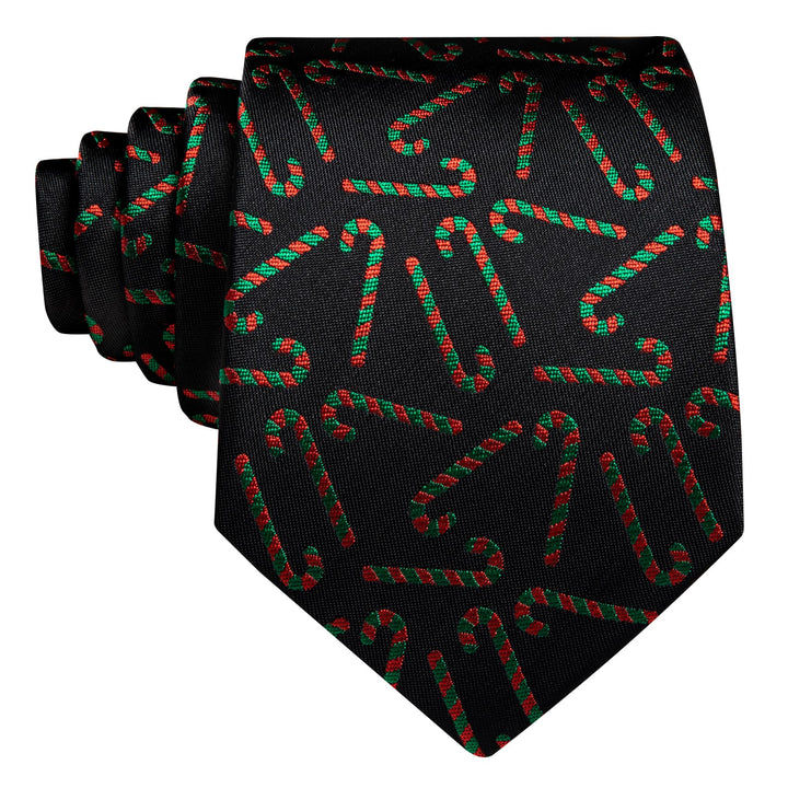 new arrival hot sale black red green cane silk christmas mens suit tie pocket square cufflinks set