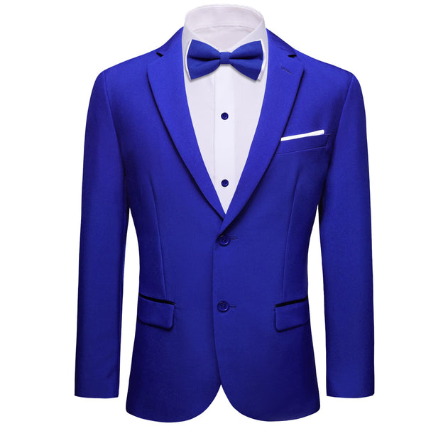 fashion navy blue solid mens suit jackets bow tie set