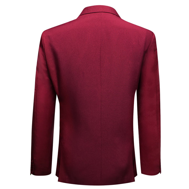 fashion wedding slim silk Burgundy Red solid summer suit top for men