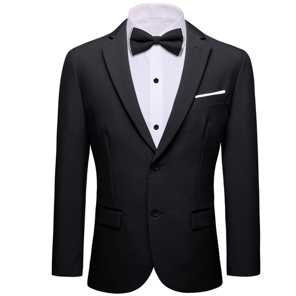 classic business solid silk mens black suit coat